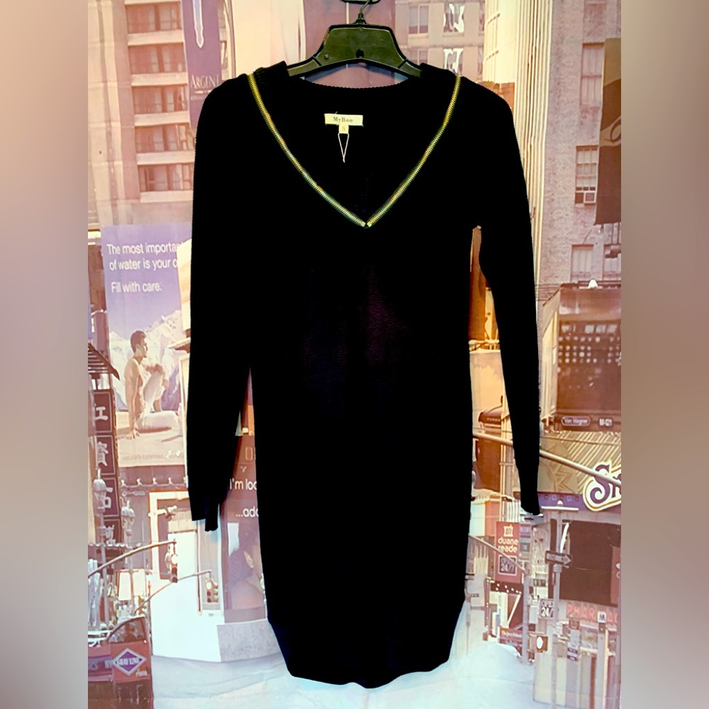My Boo Sweater Dress With Gold Zipper